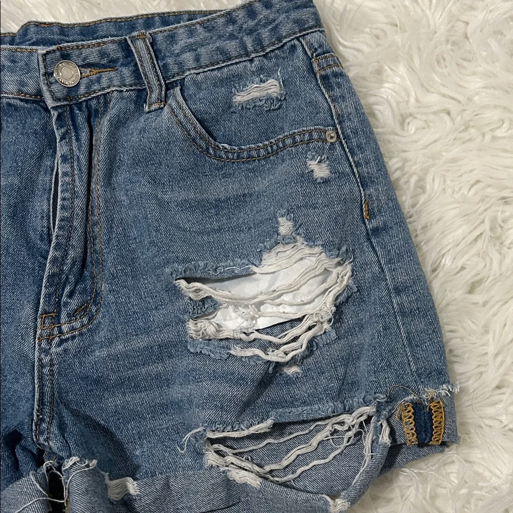 SHEIN Distressed Denim Women Shorts - Picture 3 of 7
